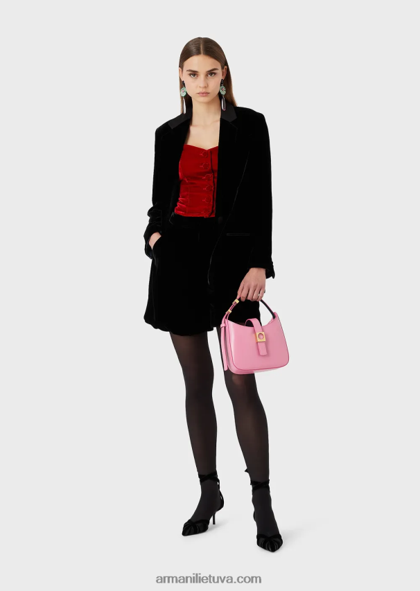 moterys rožinis Armani šlifuotos odos valkata krepšys su dirželiu 02482X635