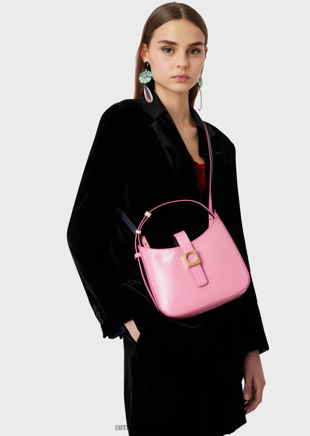 moterys rožinis Armani šlifuotos odos valkata krepšys su dirželiu 02482X635