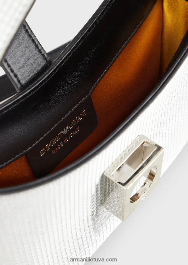 moterys sidabras/kristalas Armani blizgančio audinio mini hobo krepšys su petnešėlėmis 02482X639