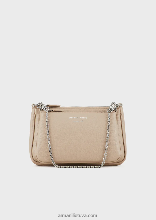 moterys smėlio spalvos Armani elnio rašto dvigubas mini krepšys su petnešėlėmis 02482X652