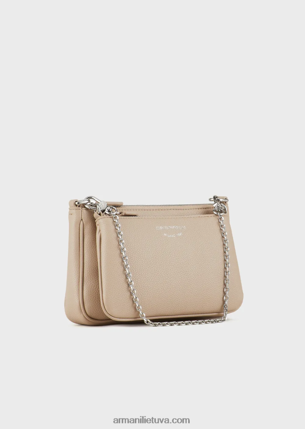 moterys smėlio spalvos Armani elnio rašto dvigubas mini krepšys su petnešėlėmis 02482X652