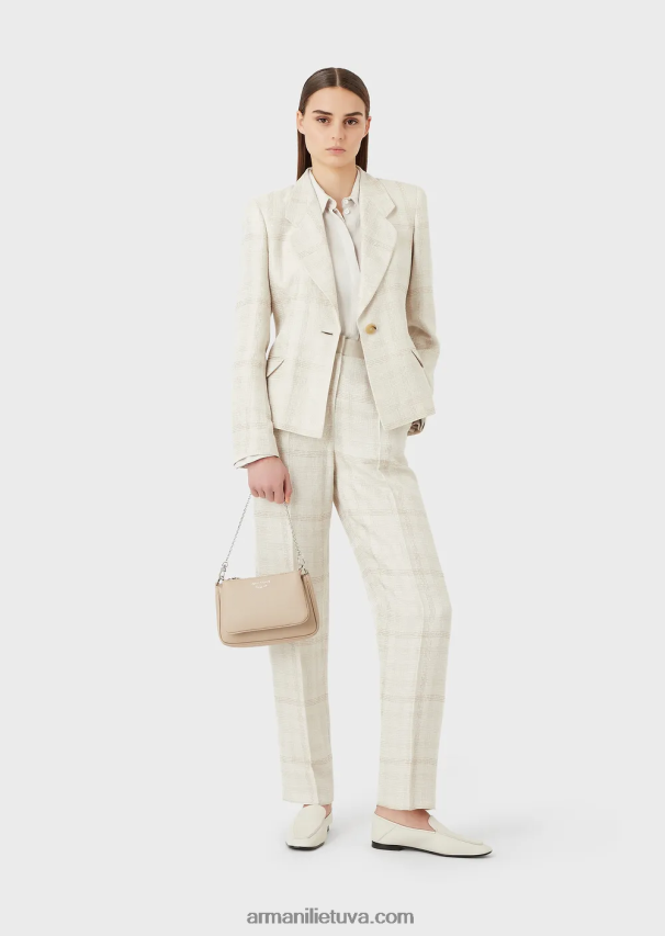 moterys smėlio spalvos Armani elnio rašto dvigubas mini krepšys su petnešėlėmis 02482X652