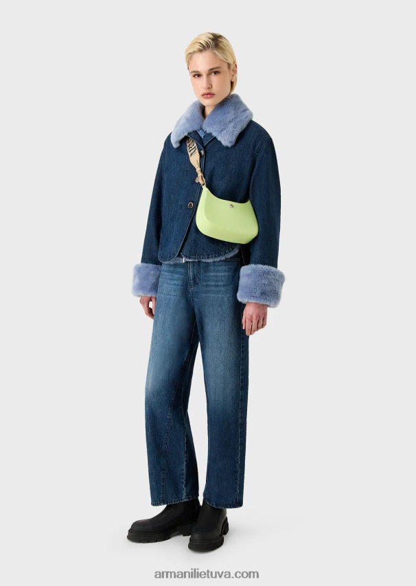 moterys šviesiai žalia Armani Perdirbtas PVC guminis krepšys ant pečių 02482X644