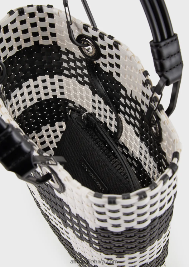 moterys bianco ir nero Armani myea vertikalus austas pirkėjo krepšys su čekiu 02482X722