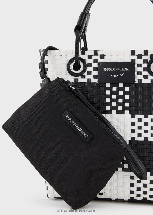 moterys bianco ir nero Armani myea vertikalus austas pirkėjo krepšys su čekiu 02482X722