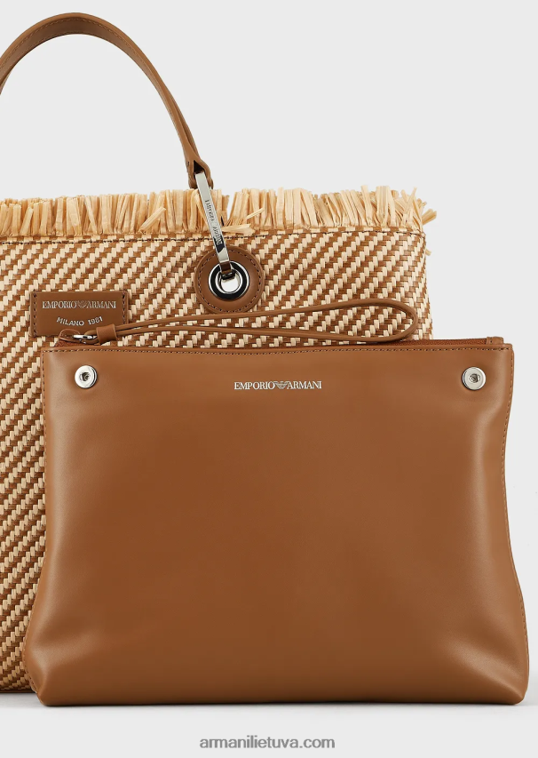 moterys buff Armani myea maišelis austas šiaudais pirkėjo krepšys 02482X712