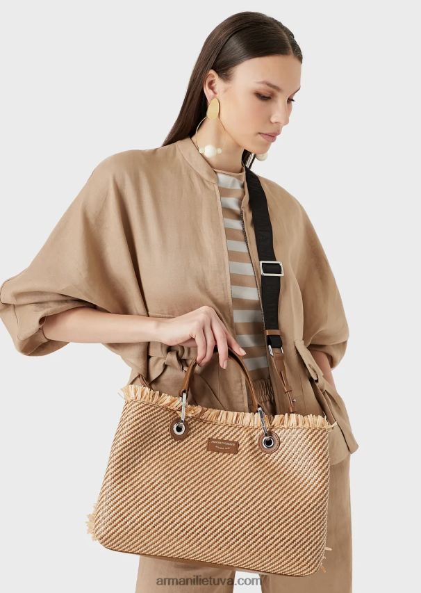 moterys buff Armani myea maišelis austas šiaudais pirkėjo krepšys 02482X712