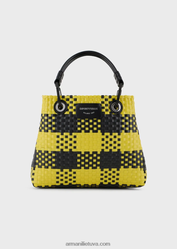 moterys daugiaspalvis Armani mažas myea pintas pirkėjo krepšys su čekio motyvu 02482X720