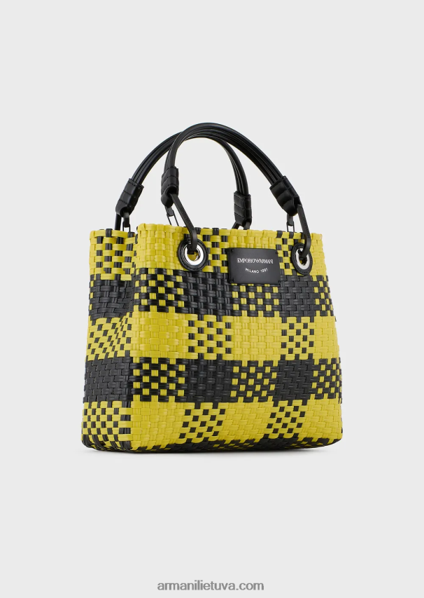 moterys daugiaspalvis Armani mažas myea pintas pirkėjo krepšys su čekio motyvu 02482X720