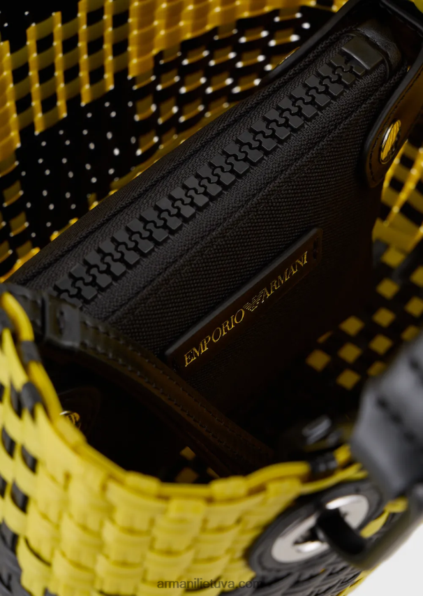 moterys daugiaspalvis Armani mažas myea pintas pirkėjo krepšys su čekio motyvu 02482X720