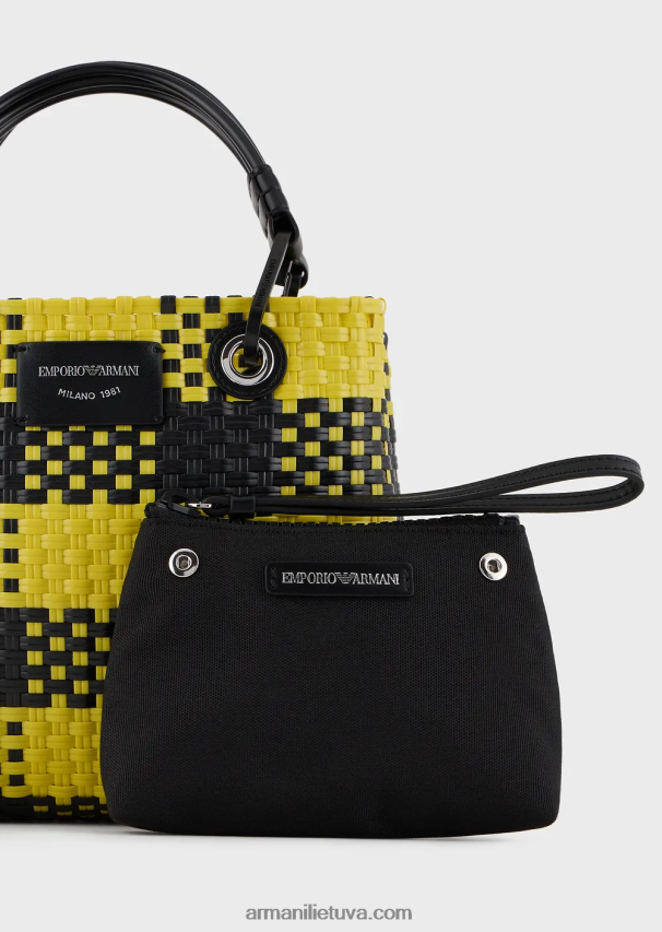 moterys daugiaspalvis Armani mažas myea pintas pirkėjo krepšys su čekio motyvu 02482X720