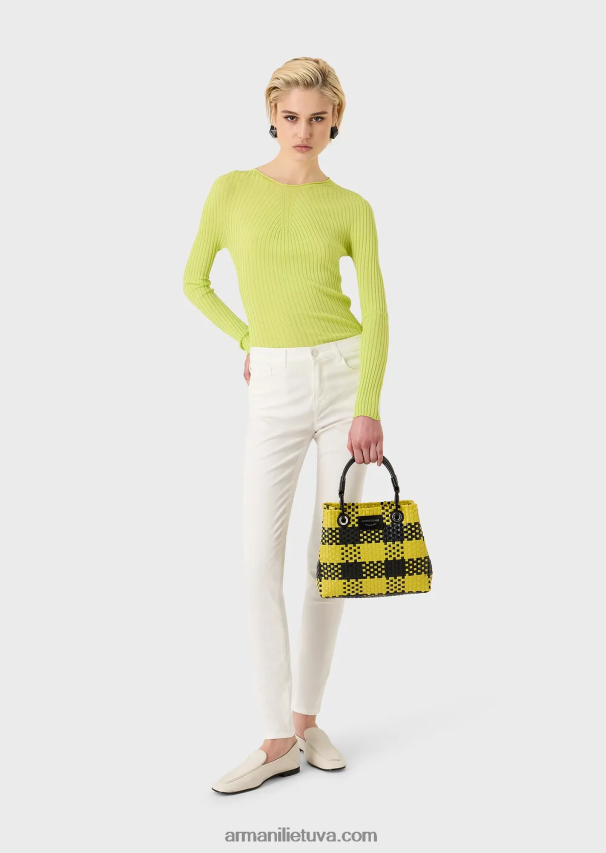 moterys daugiaspalvis Armani mažas myea pintas pirkėjo krepšys su čekio motyvu 02482X720