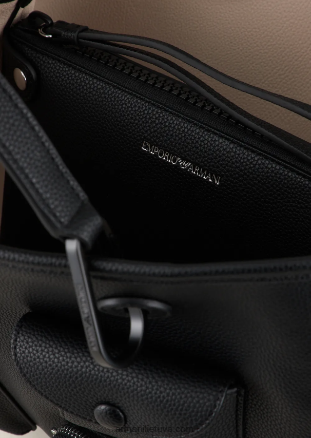 moterys juodas Armani Vidutinis daugialypis „Myea Shopper“ krepšys su elnių spausdinimu 02482X702