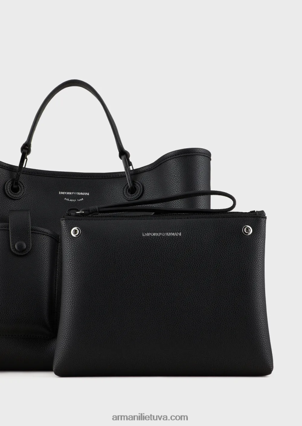 moterys juodas Armani Vidutinis daugialypis „Myea Shopper“ krepšys su elnių spausdinimu 02482X702
