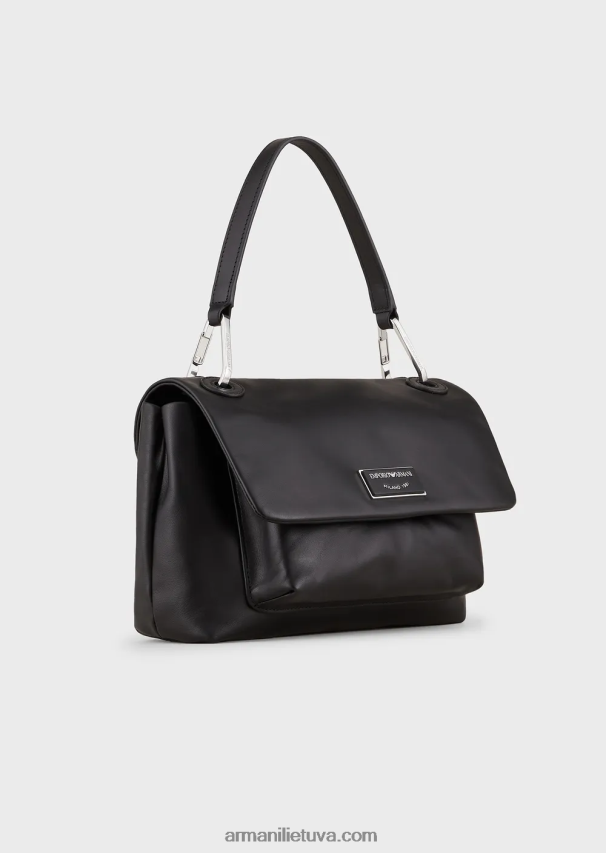 moterys juodas Armani myea bag ekologiška-odinė rankinė su atvartu 02482X717