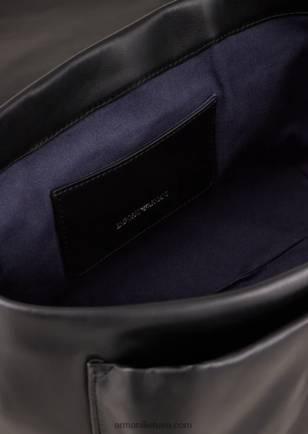 moterys juodas Armani myea bag ekologiška-odinė rankinė su atvartu 02482X717