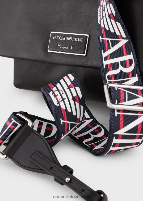 moterys juodas Armani myea bag ekologiška-odinė rankinė su atvartu 02482X717