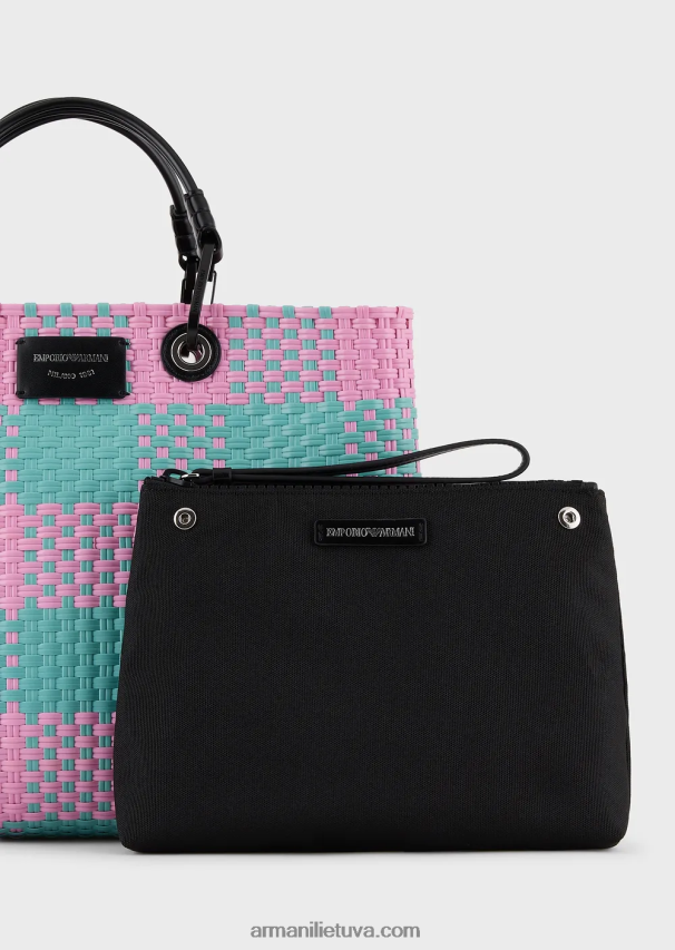 moterys modelis Armani vidutinio myea pintas pirkėjo krepšys su čekio motyvu 02482X713