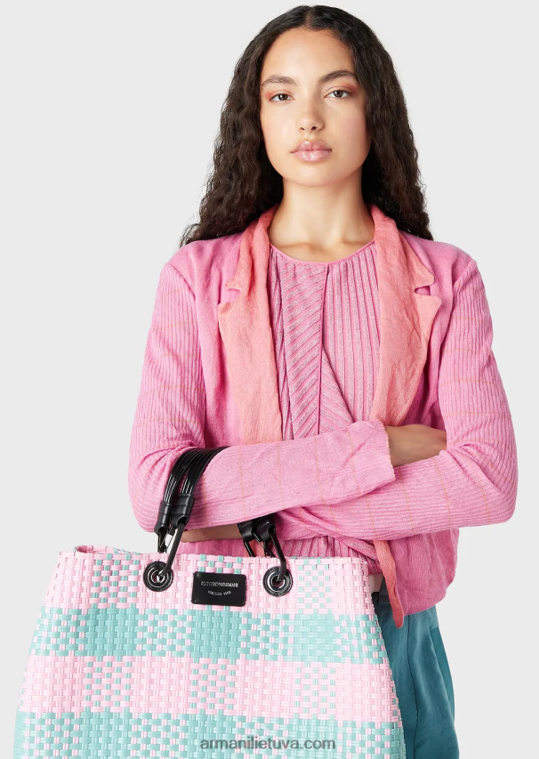 moterys modelis Armani vidutinio myea pintas pirkėjo krepšys su čekio motyvu 02482X713