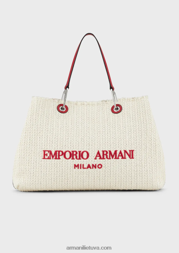 moterys panna Armani didelis šiaudinis myea kurorto pirkėjo krepšys 02482X714