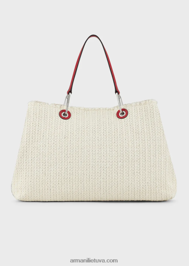 moterys panna Armani didelis šiaudinis myea kurorto pirkėjo krepšys 02482X714