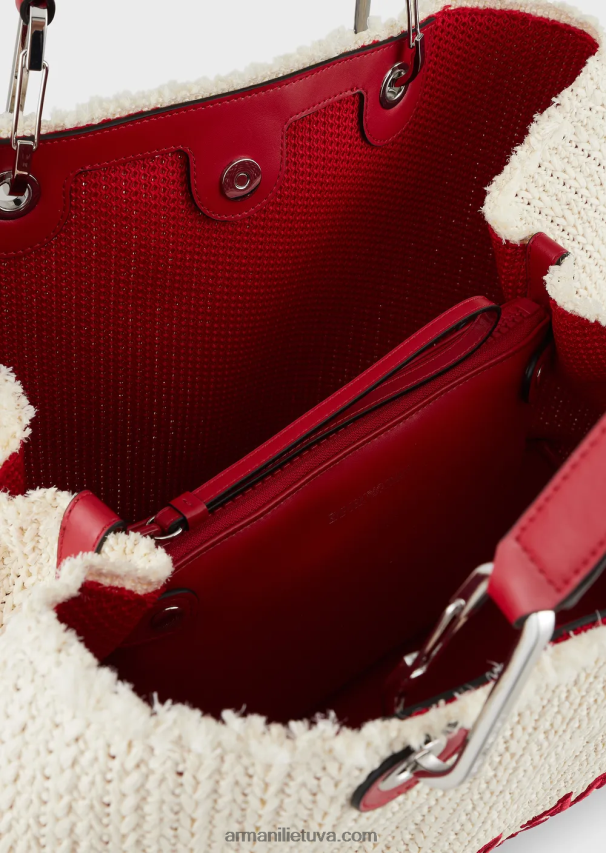 moterys panna Armani didelis šiaudinis myea kurorto pirkėjo krepšys 02482X714