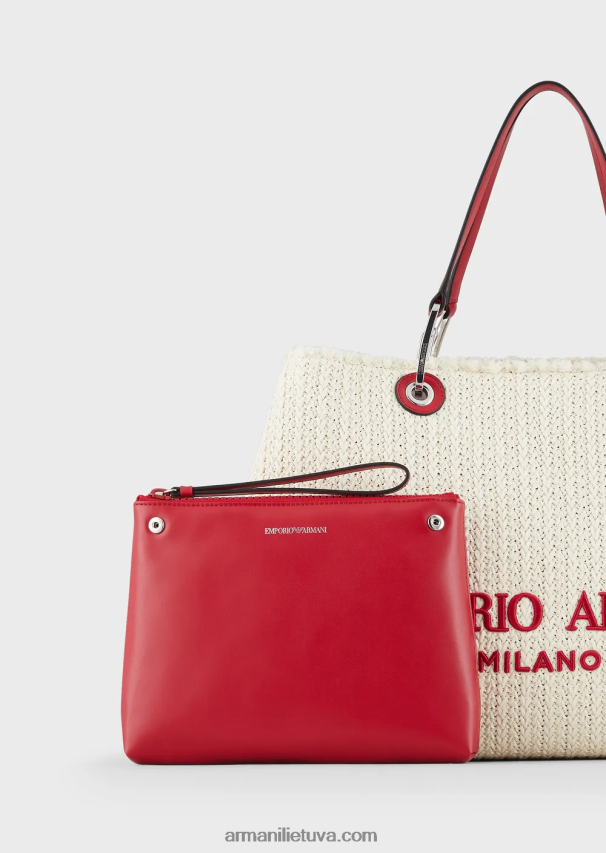 moterys panna Armani didelis šiaudinis myea kurorto pirkėjo krepšys 02482X714