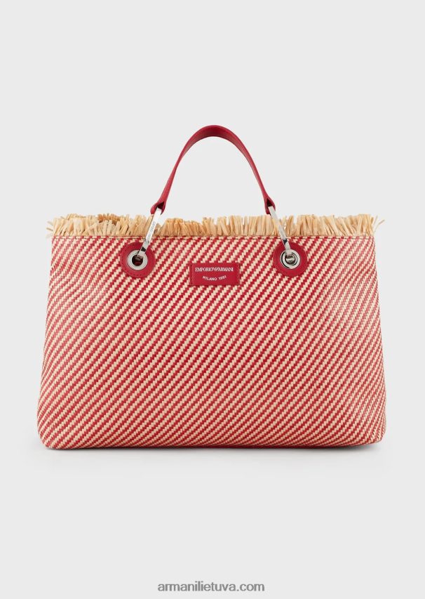 moterys raudona Armani myea maišelis austas šiaudais pirkėjo krepšys 02482X711