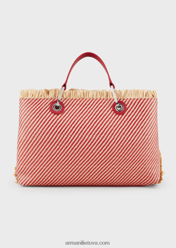 moterys raudona Armani myea maišelis austas šiaudais pirkėjo krepšys 02482X711