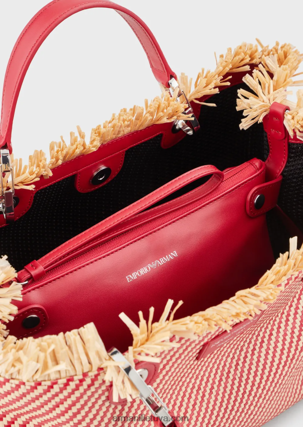 moterys raudona Armani myea maišelis austas šiaudais pirkėjo krepšys 02482X711