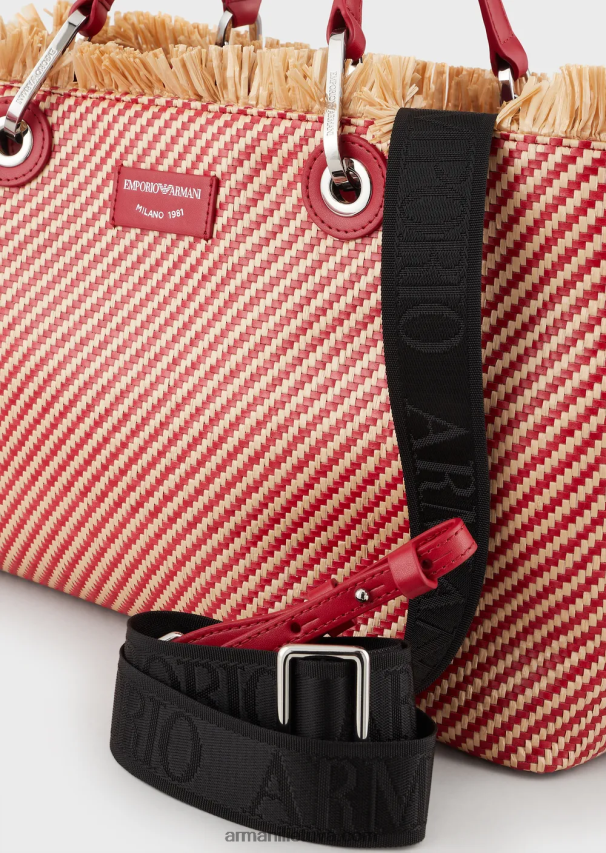 moterys raudona Armani myea maišelis austas šiaudais pirkėjo krepšys 02482X711