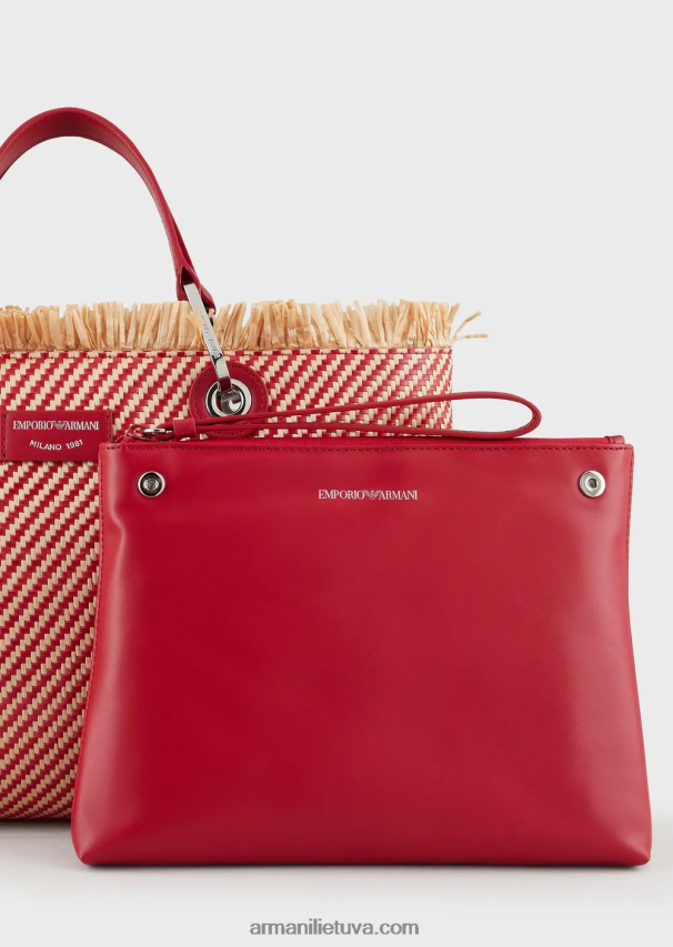 moterys raudona Armani myea maišelis austas šiaudais pirkėjo krepšys 02482X711