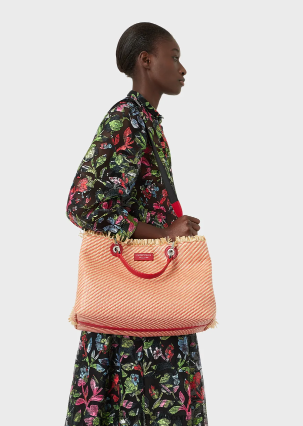 moterys raudona Armani myea maišelis austas šiaudais pirkėjo krepšys 02482X711