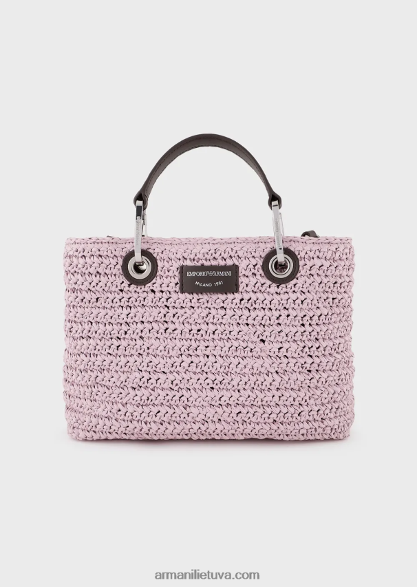 moterys rožinis Armani mažas myea pirkėjo krepšys iš matelasės šiaudelių 02482X719