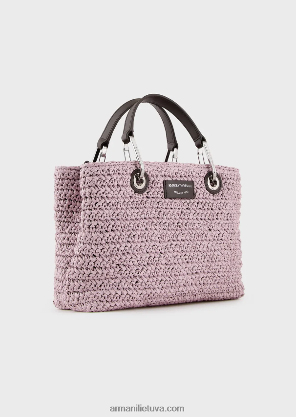 moterys rožinis Armani mažas myea pirkėjo krepšys iš matelasės šiaudelių 02482X719
