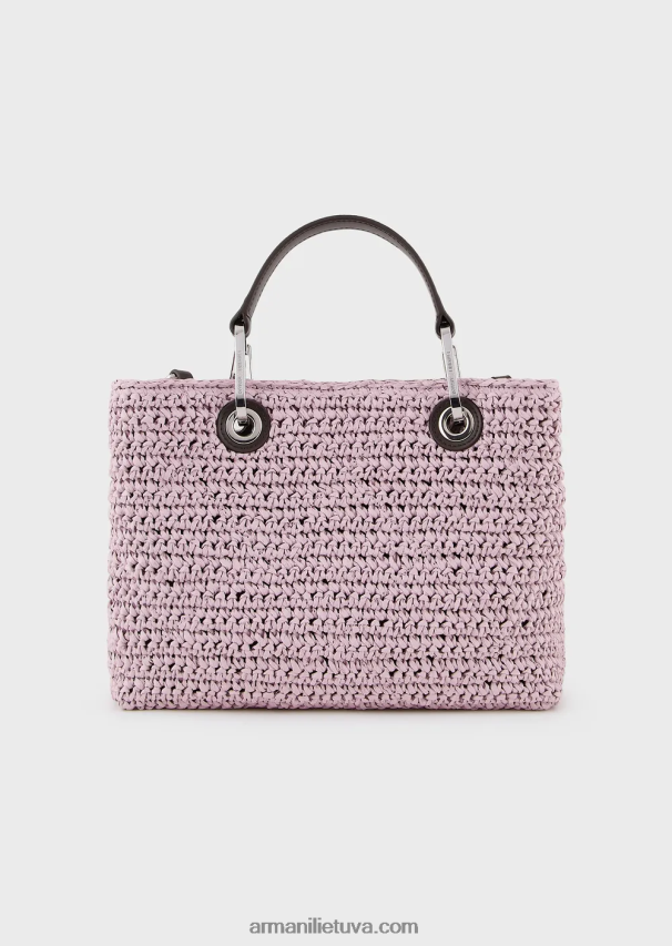 moterys rožinis Armani mažas myea pirkėjo krepšys iš matelasės šiaudelių 02482X719