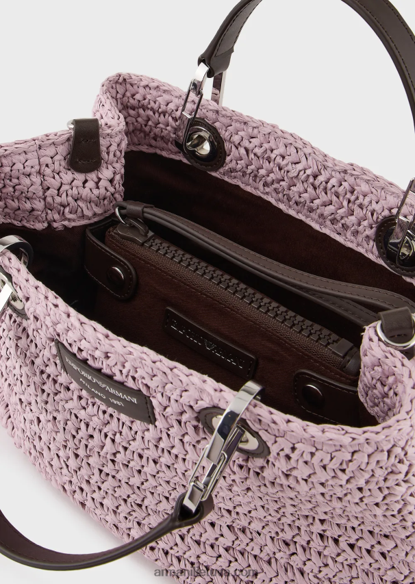 moterys rožinis Armani mažas myea pirkėjo krepšys iš matelasės šiaudelių 02482X719