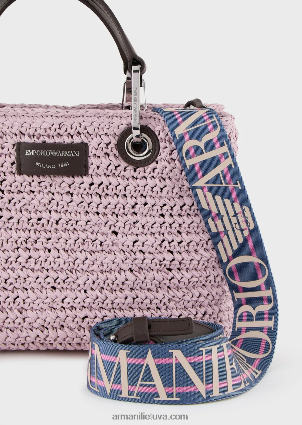 moterys rožinis Armani mažas myea pirkėjo krepšys iš matelasės šiaudelių 02482X719