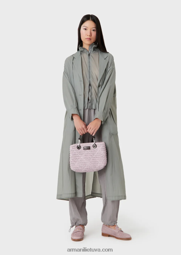 moterys rožinis Armani mažas myea pirkėjo krepšys iš matelasės šiaudelių 02482X719