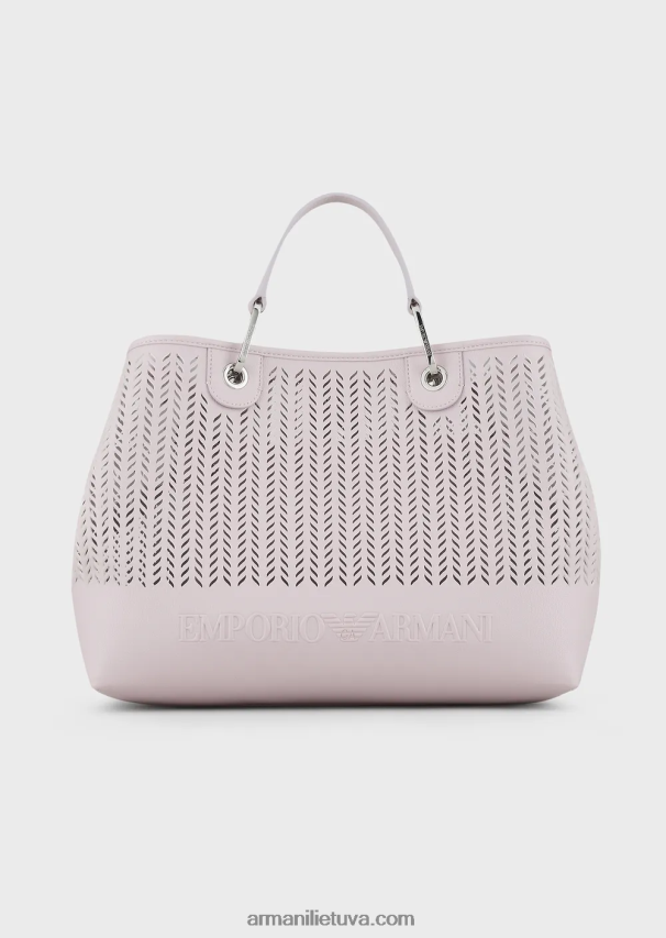 moterys rožinisarmani tvarumo vertybės vidutinio myea pirkėjo krepšys su perforuotu ševrono motyvu 02482X704