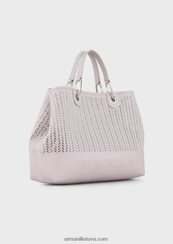 moterys rožinisarmani tvarumo vertybės vidutinio myea pirkėjo krepšys su perforuotu ševrono motyvu 02482X704