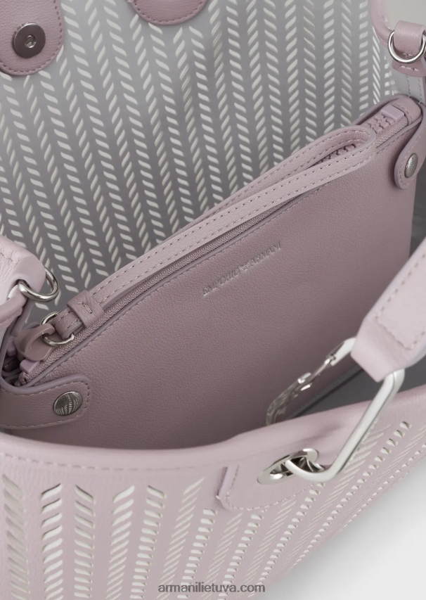 moterys rožinisarmani tvarumo vertybės vidutinio myea pirkėjo krepšys su perforuotu ševrono motyvu 02482X704