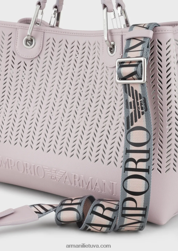 moterys rožinisarmani tvarumo vertybės vidutinio myea pirkėjo krepšys su perforuotu ševrono motyvu 02482X704