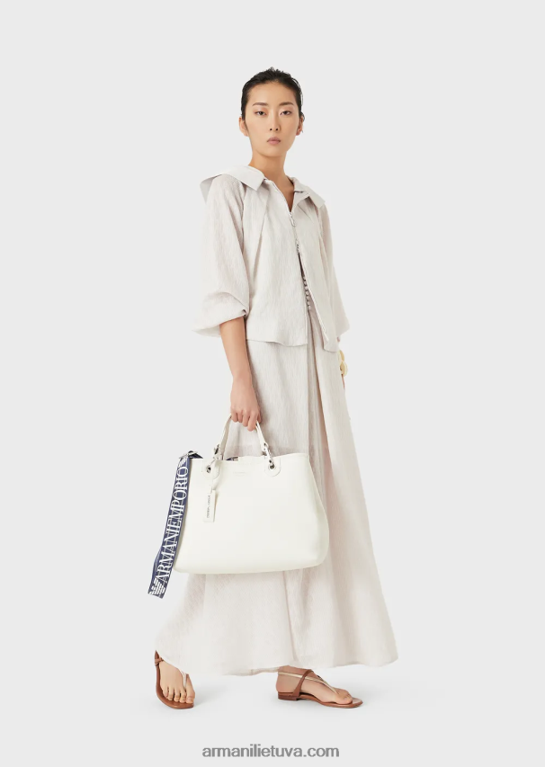 moterys sidabras/dūmas Armani vidutinio myea pirkėjo krepšys su elnio raštu 02482X680