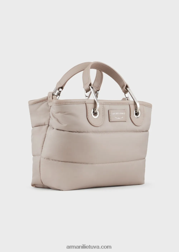 moterys smėlio spalvos Armani mažas myea pirkėjo krepšys iš dygsniuoto perdirbto nailono 02482X671