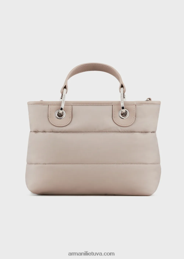 moterys smėlio spalvos Armani mažas myea pirkėjo krepšys iš dygsniuoto perdirbto nailono 02482X671