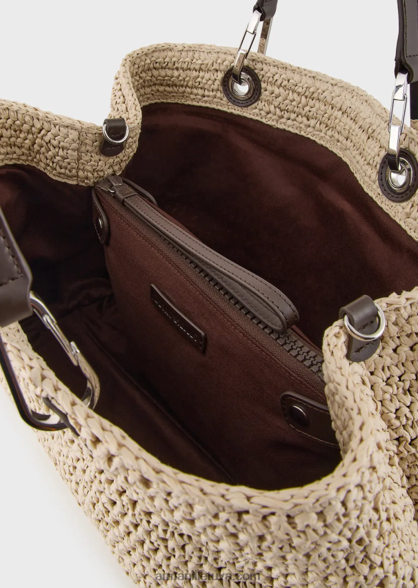 moterys smėlio spalvos Armani vidutinio myea pirkėjo krepšys matelasse šiaudelyje 02482X721