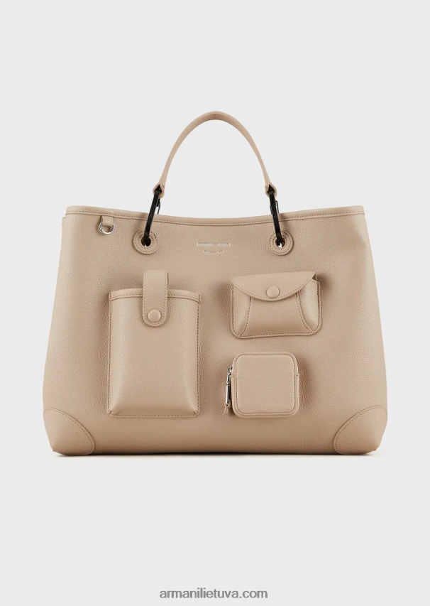 moterys smėlio spalvos Armani vidutinis kelių kišenių myea pirkėjo krepšys su elnio raštu 02482X703