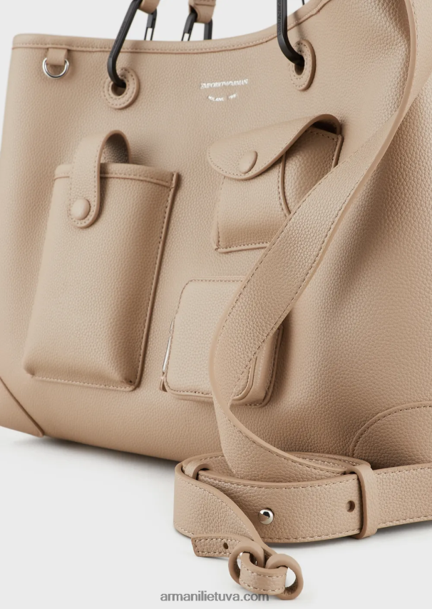 moterys smėlio spalvos Armani vidutinis kelių kišenių myea pirkėjo krepšys su elnio raštu 02482X703