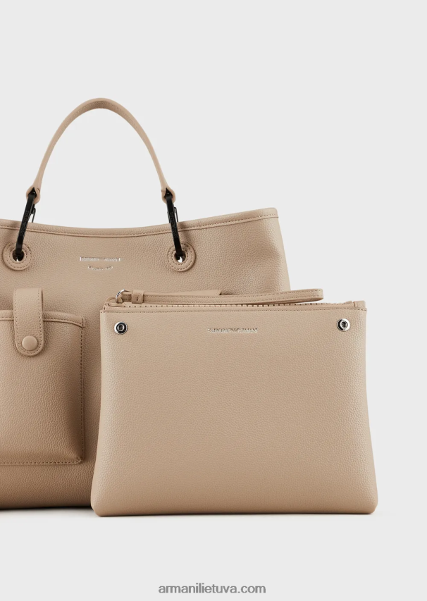moterys smėlio spalvos Armani vidutinis kelių kišenių myea pirkėjo krepšys su elnio raštu 02482X703